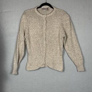 Raoul VTG Angora Silk Cream Tan Womens M Sweater Cardigan Pearl Buttons